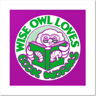 Wise Owl Loves Book Worms Posters and Art